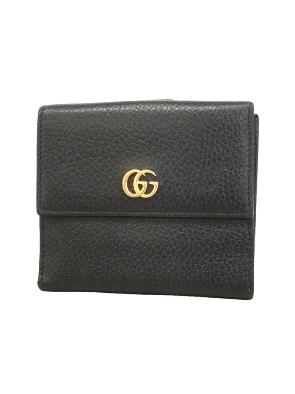 Gucci Wallet GG Marmont Leather Black Gold